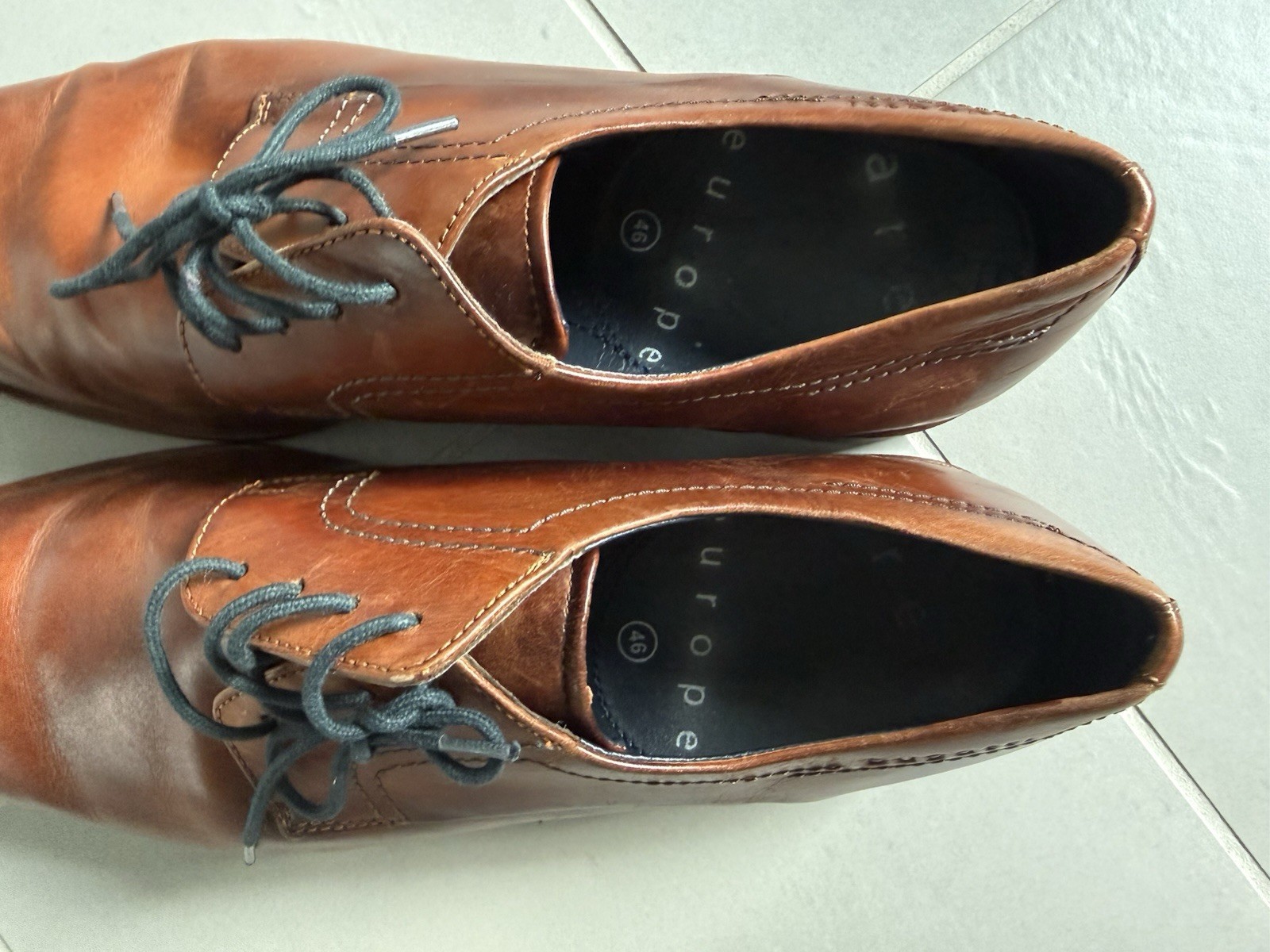 Bugatti Men’s Brown Leather Oxford Dress Shoes Square Toe Lace-Up US 12.5