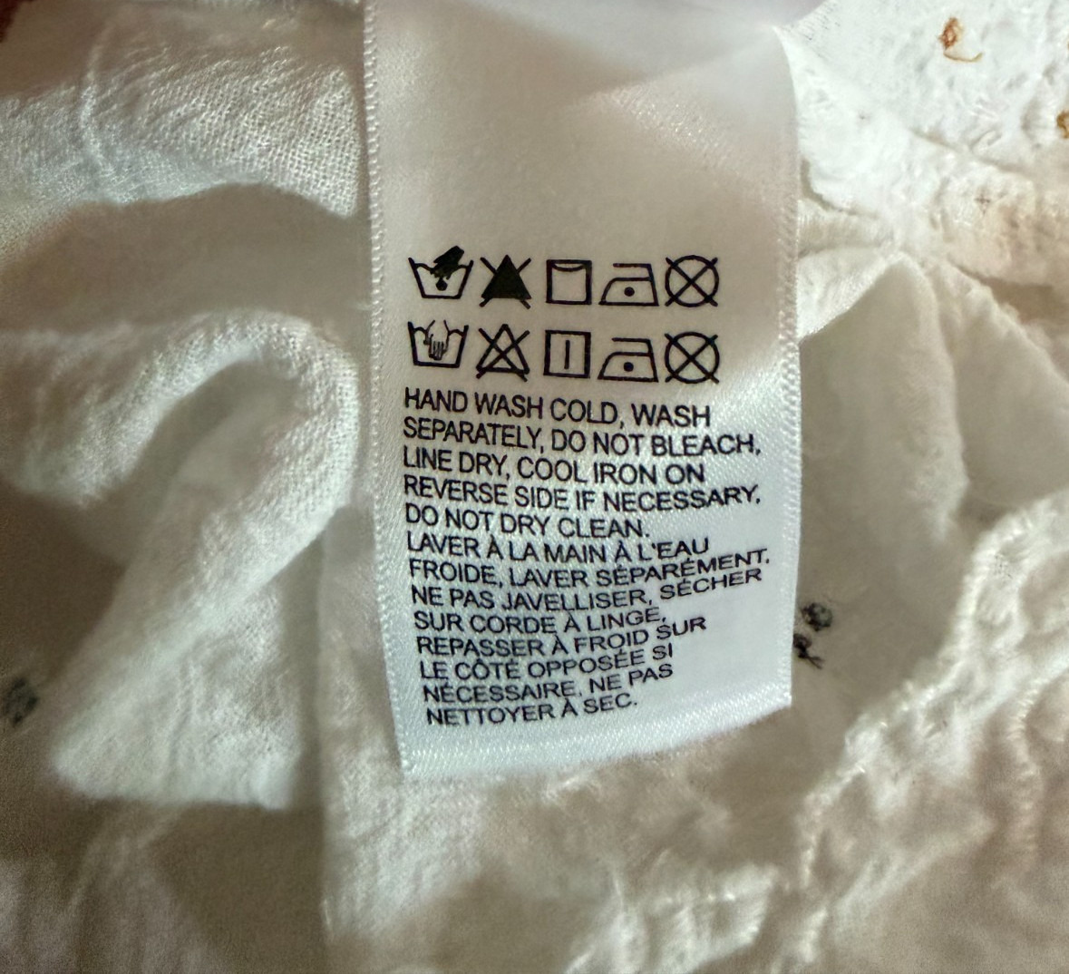 Lucky Brand Boho White Eyelet Embroidered Peasant Bouse Cotton Embroidered Med