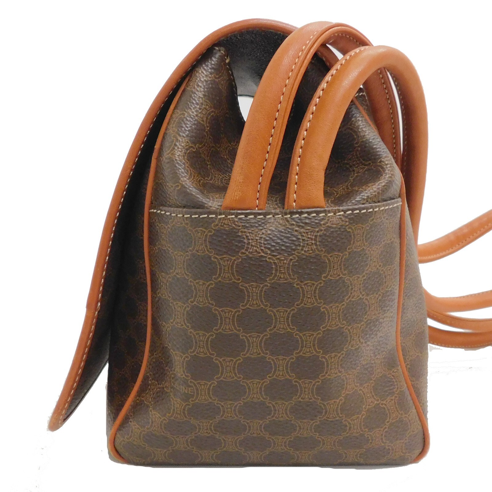 CELINE Macadam Canvas Brown PVC Leather Shoulder bag #48 Rise-on