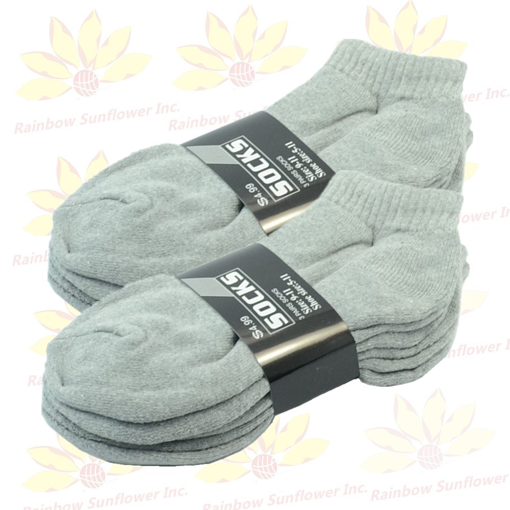 Gray 3-12 Pairs For Men Ankle Quarter Crew Socks Cotton Low Cut Size 9-11 10-13