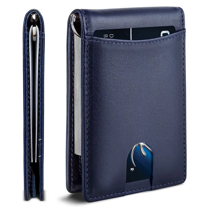 Geestock Slim Microfiber Leather RFID Blocking Credit Card Wallet with Money Cli