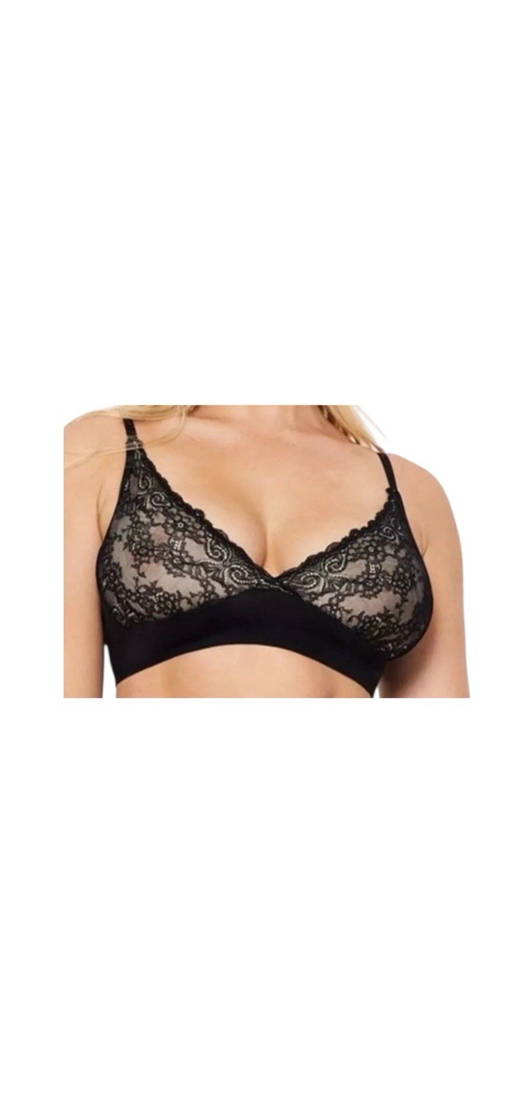 Ruby Ribbon Lace Demiette Wireless Bra Black Style 1776 Size 32 NEW