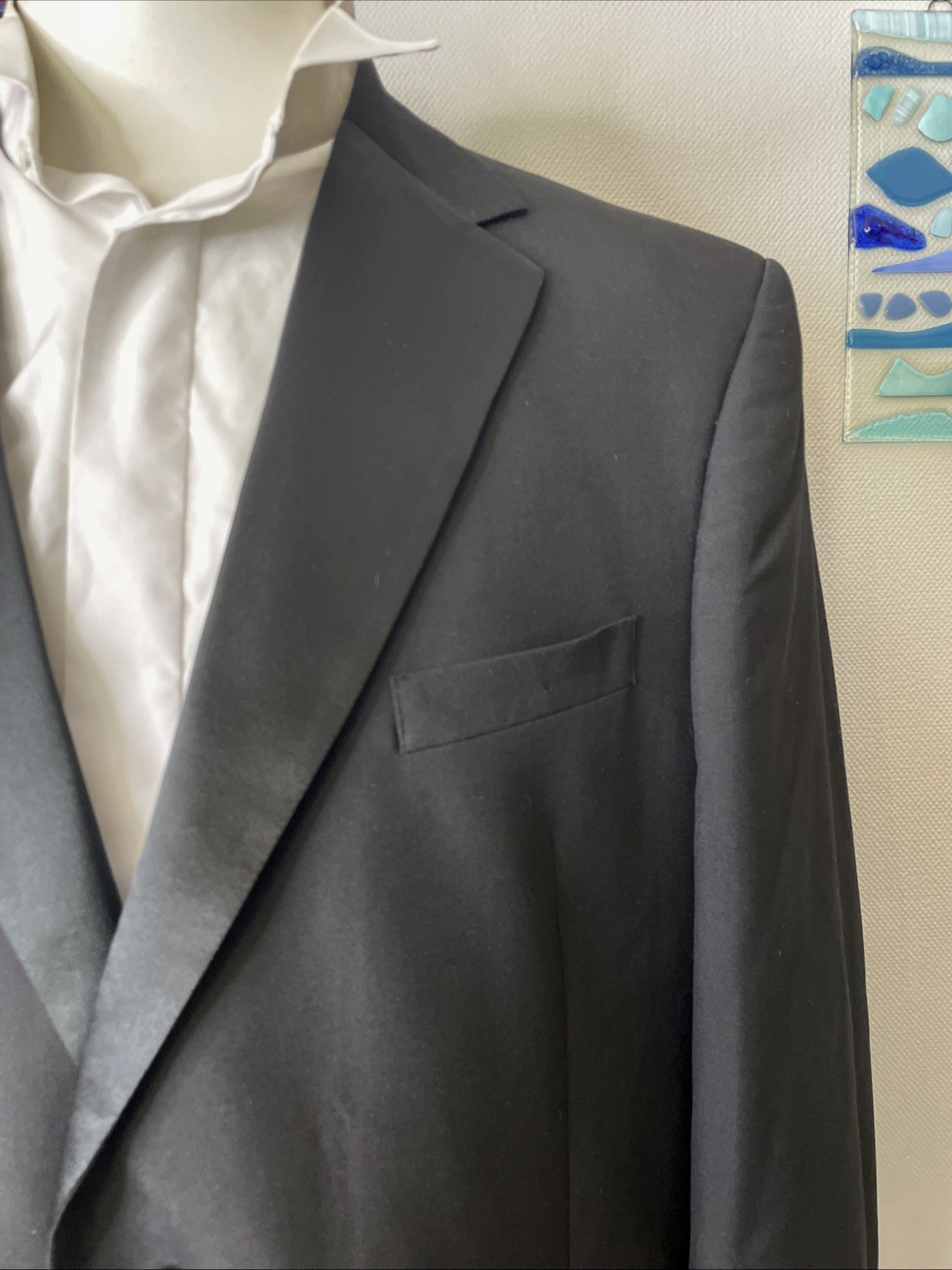 M&S MEN’S TUXEDO DINNER SUIT JACKET MACHINE WASHABLE REG FIT Size 46″ Med 117cm