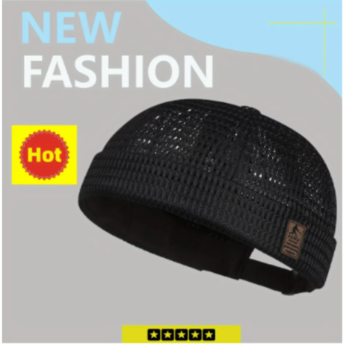 Men Breathable Mesh Skullcap Summer Brimless Hat Adjustable Docker Beanie