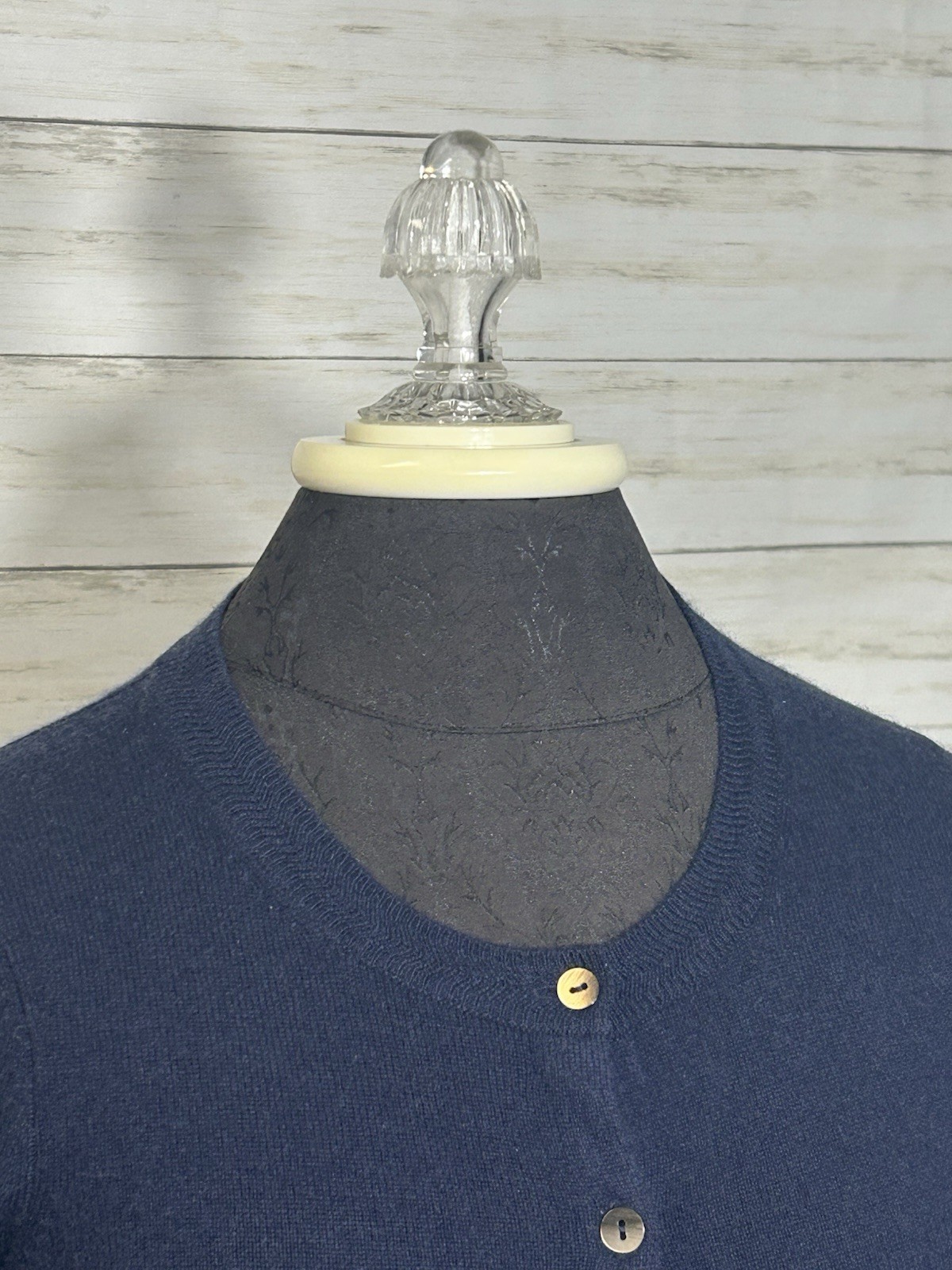 Boden Eva Blue 100% Cashmere Crew Neck Button Cardigan Sweater XS X-SMALL Women