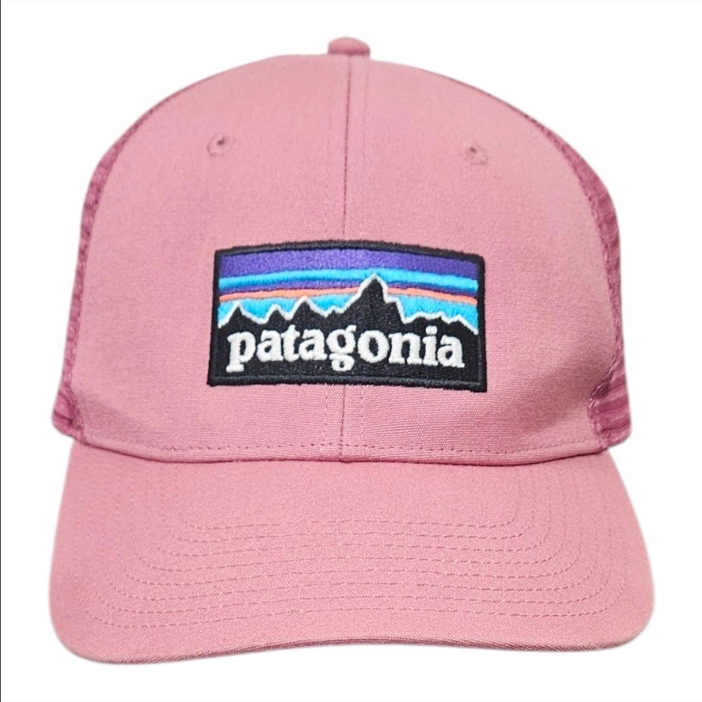 Patagonia P-6 Logo LoPro Trucker Hat Pink Mesh Snapback Cap