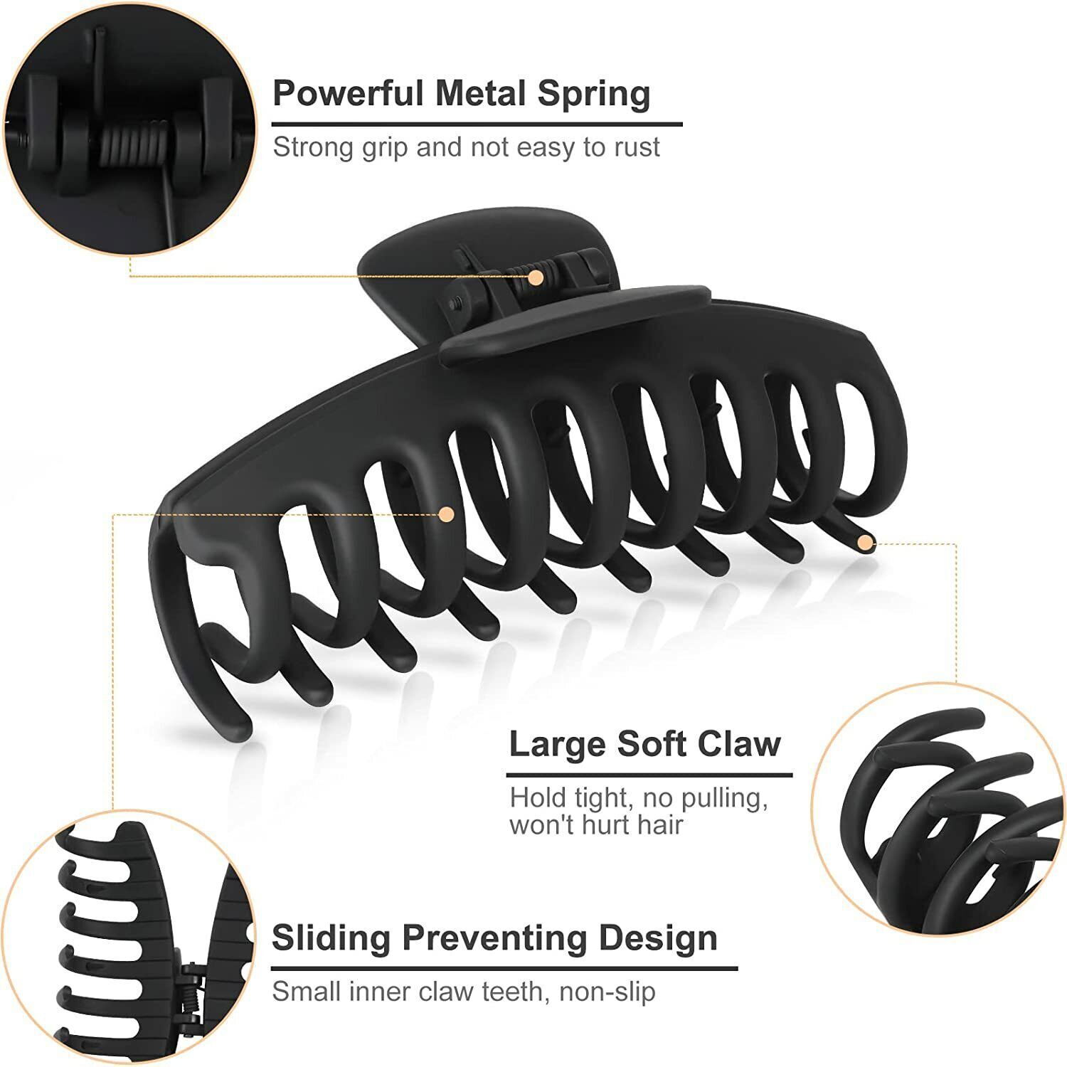 Large Hair Claw Clips Strong Hold Matte Hair Claw Clips for Thick Hair