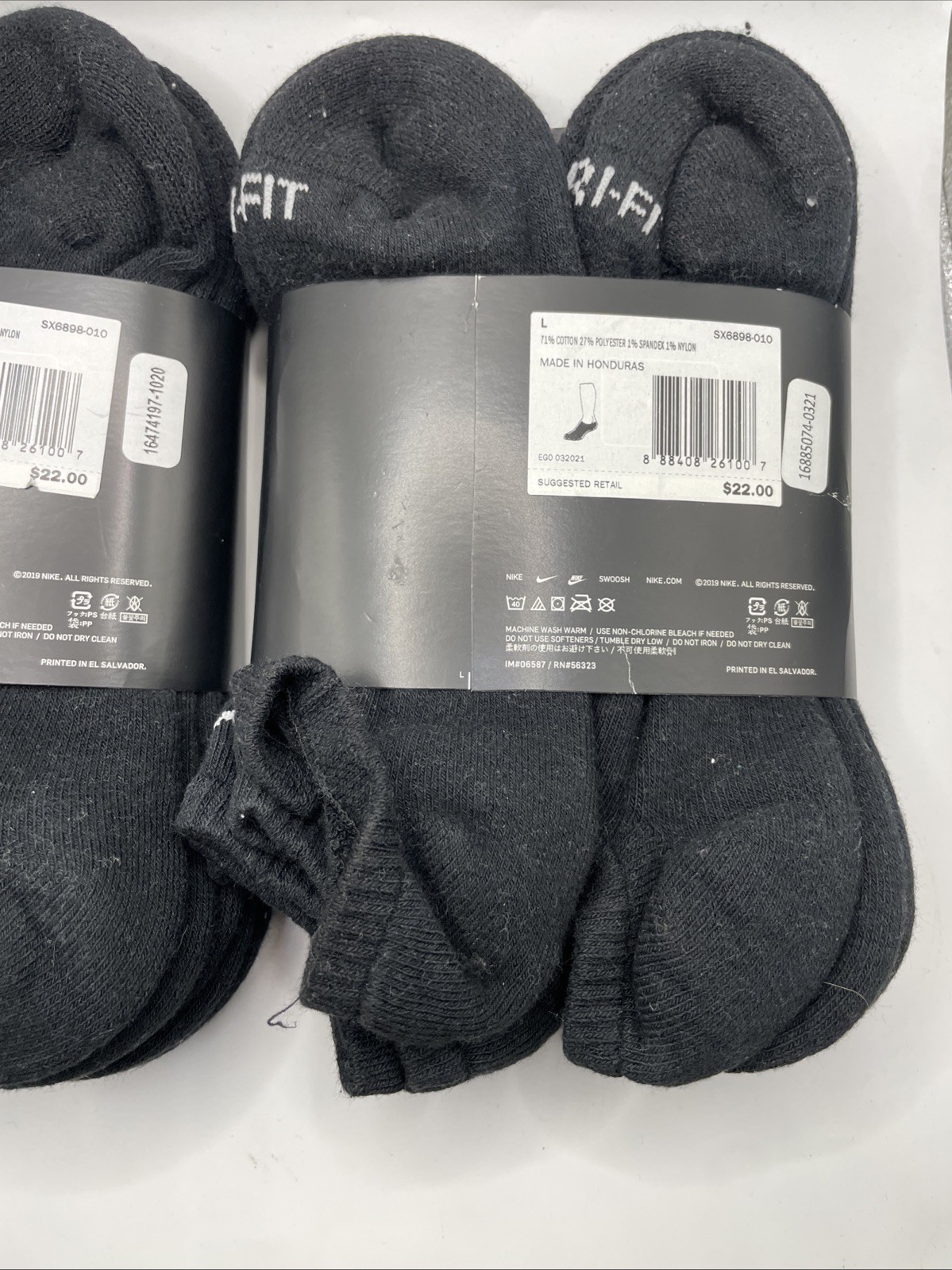 Nike 12pairs Unisex Everyday Plus Cushioned No Show Black Socks Mens Size L 8-12