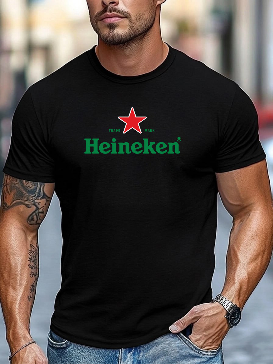 Heineken Logo Men Black Cotton T – Shirt for Casual Outfits Streetwear