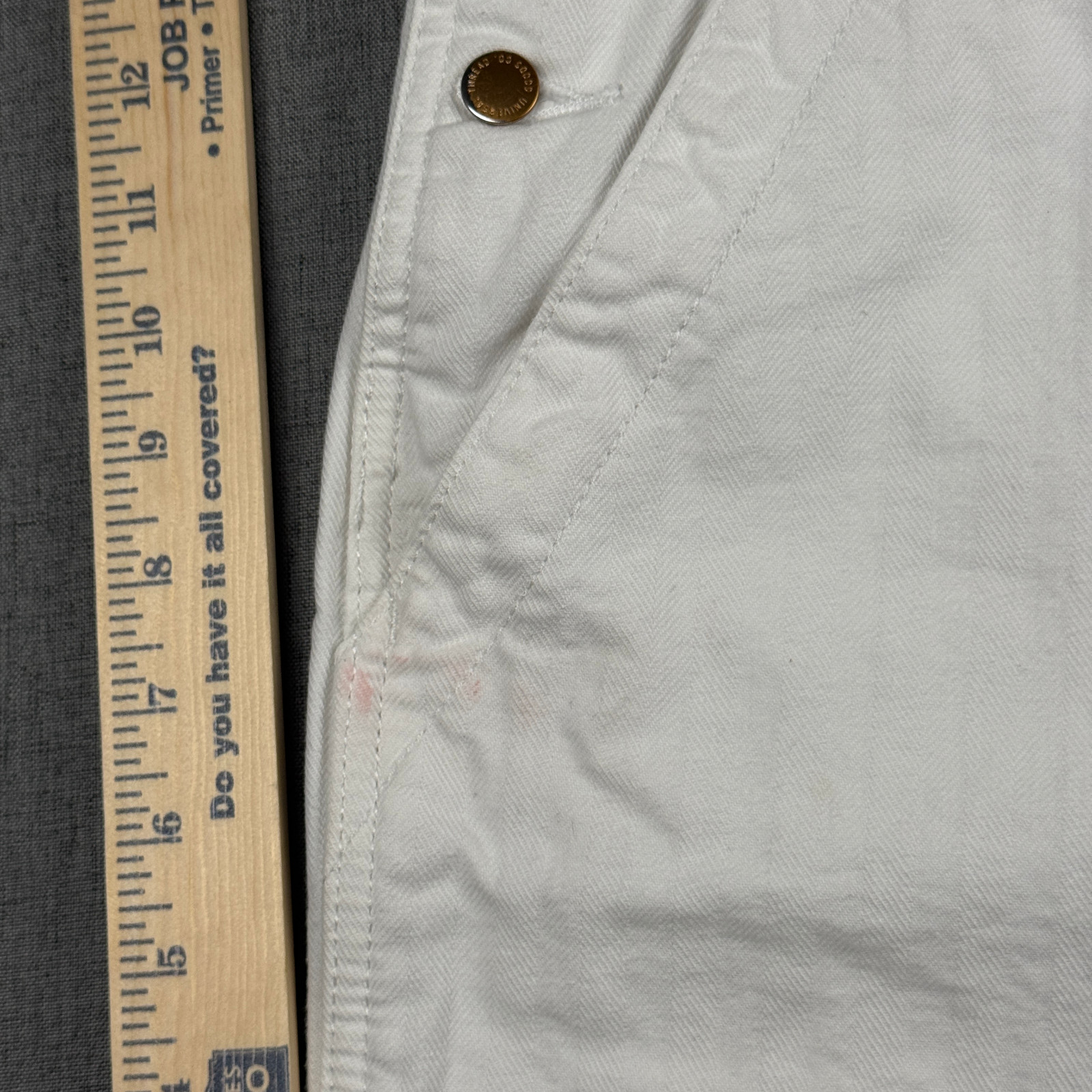 UNIVERSAL THREAD Shortalls Womens 8 White Cotton Denim Raw Hem Bib Overalls