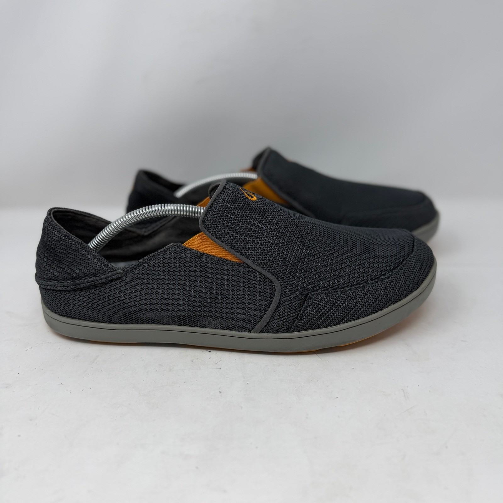 OluKai Nohea Mesh Mens Slip On Shoes Charcoal Grey Orange Loafers