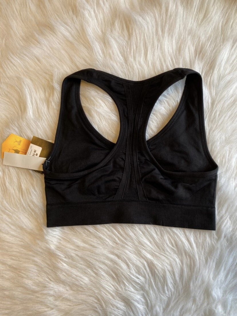 Avia Sports Racerback Sports Bra Womens Size Medium Black Reversible Seamless