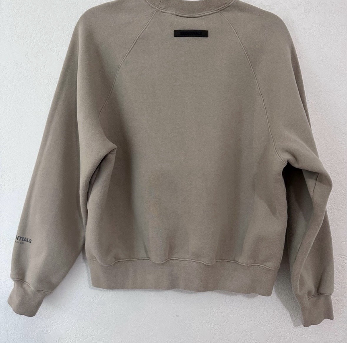 Essentials Fear of God Logo Crewneck Fleece Pullover Sweatshirt Beige XXS