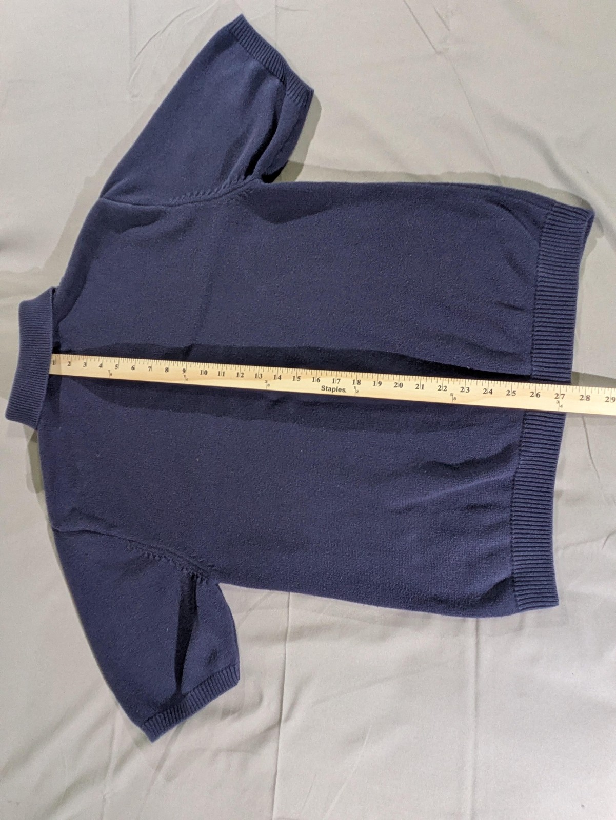 Vintage Avirex Sweater Mens Lg Blue Cable Knit Short Sleeve Collared Script Golf