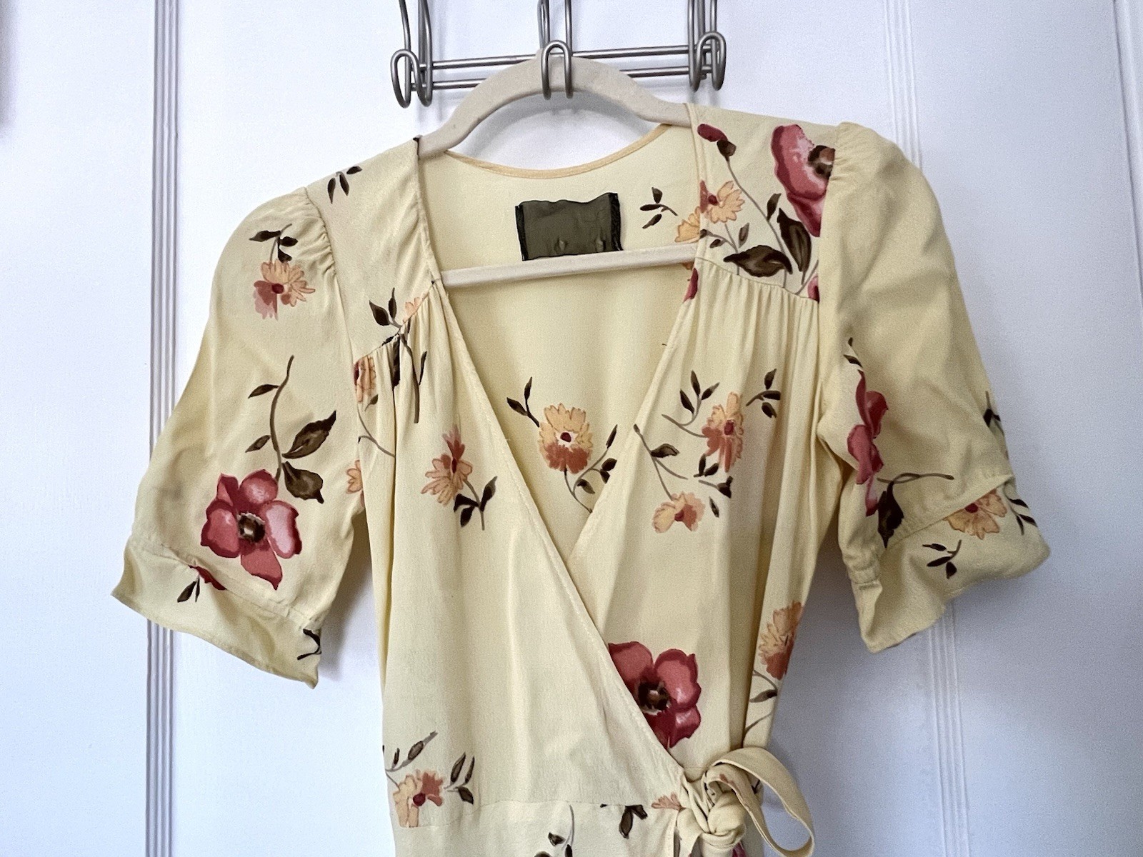 Reformation Yellow Floral Wrap Dress XS Good Condition (See Description)