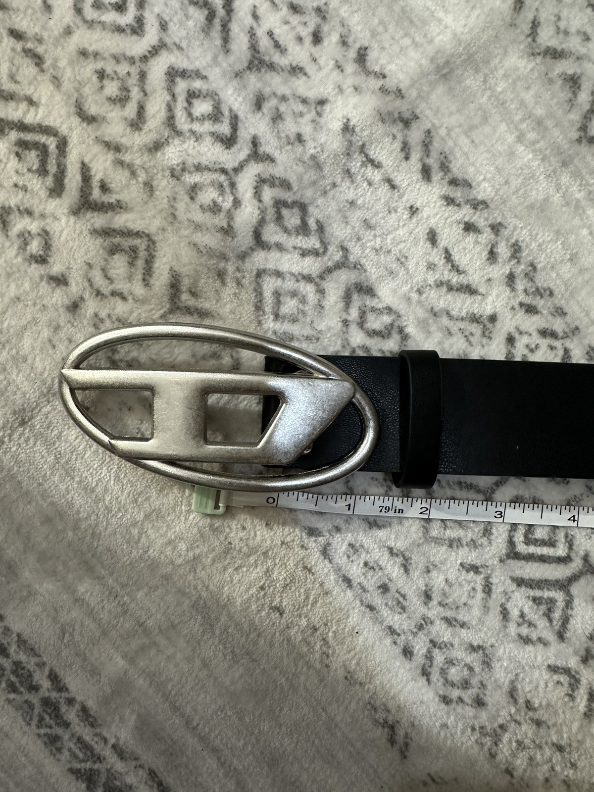 Diesel Belt Black with Silver Oval D Logo Buckle Unisex Streetwear Y2K New
