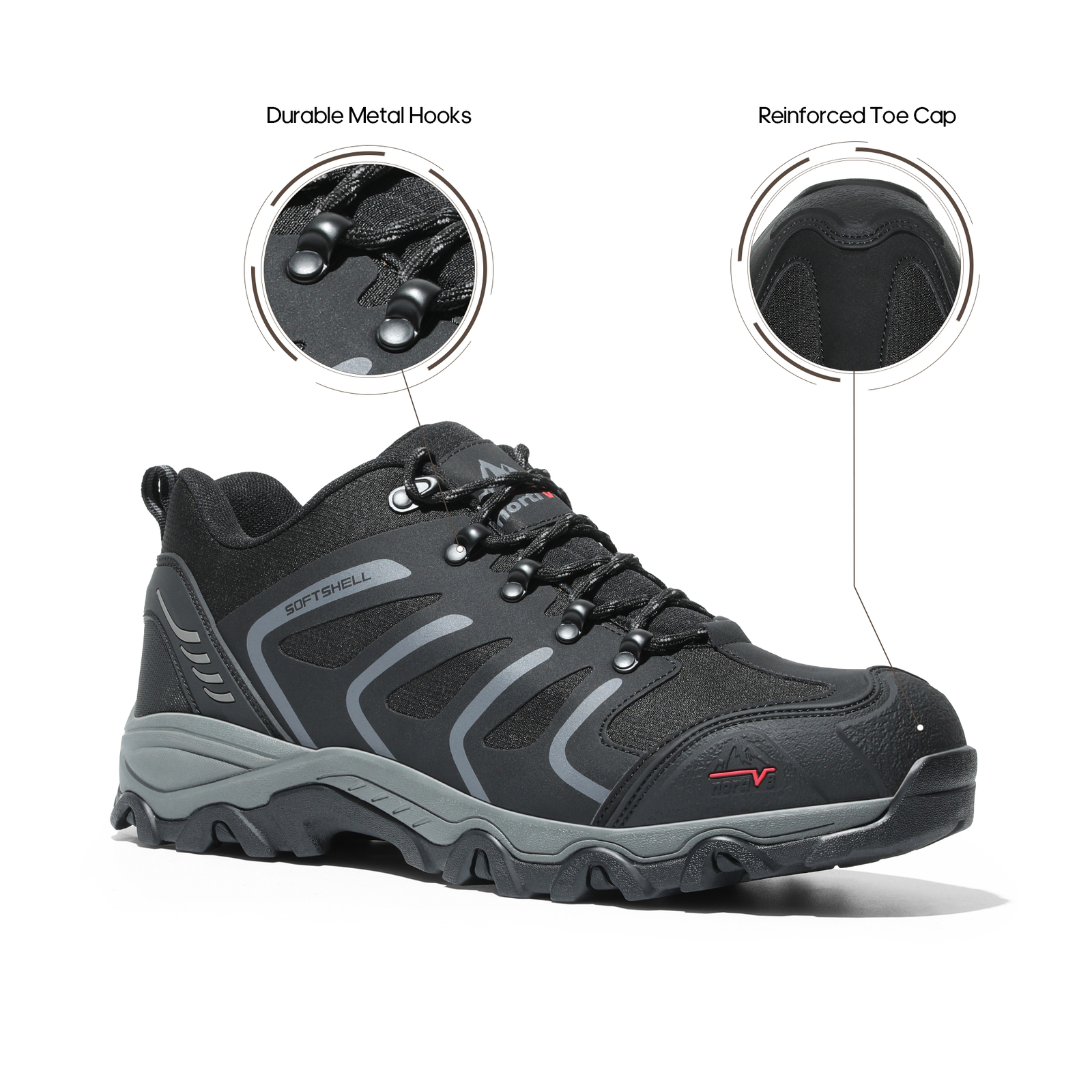 NORTIV8 Men WIDE SIZE Hiking Shoes Low Top Waterproof Trekking Trails Work Shoes