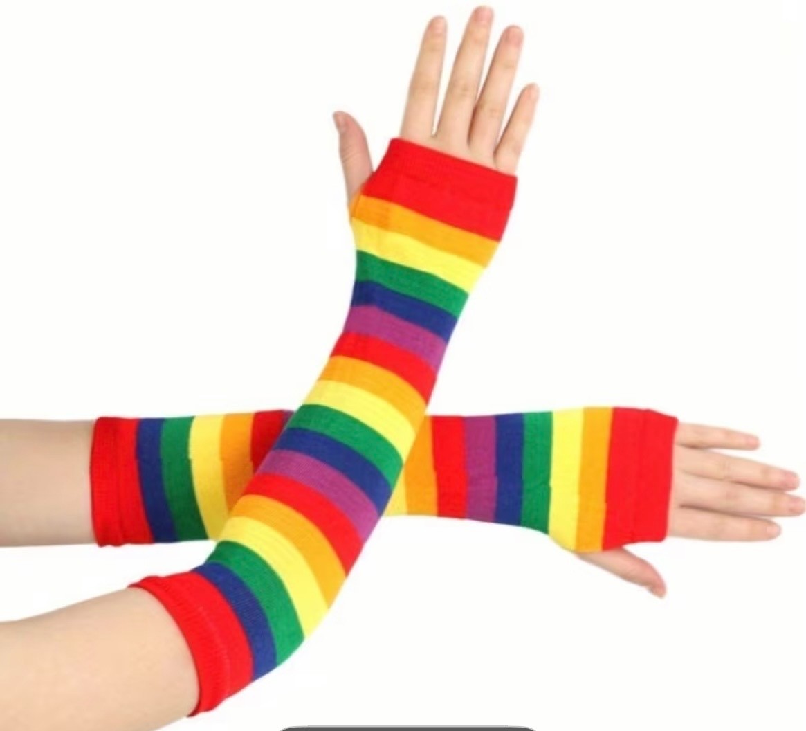 Long Arm Warmers Solid – Striped Fingerless Gloves Winter Wrist Warmer for Women