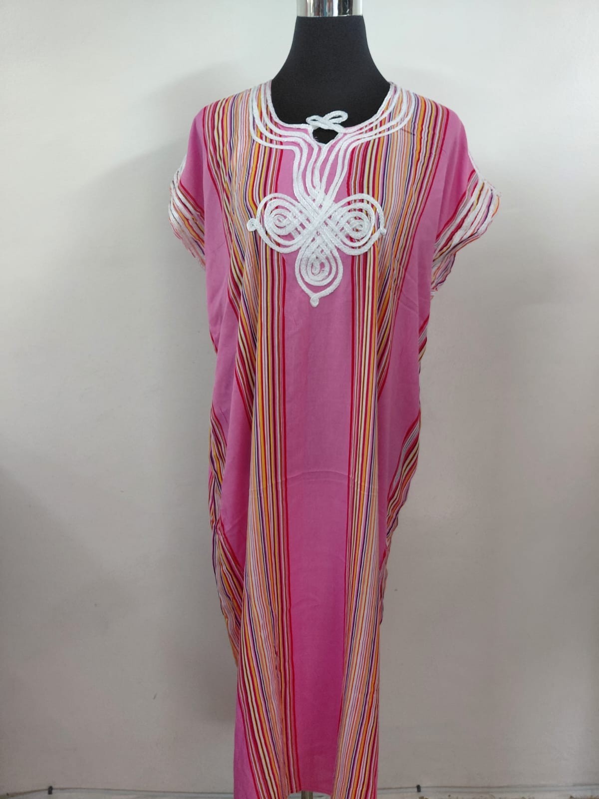 Moroccan Style Kaftan Maxi Dress Embroidery Abaya boho Beach Cover Summer S M L