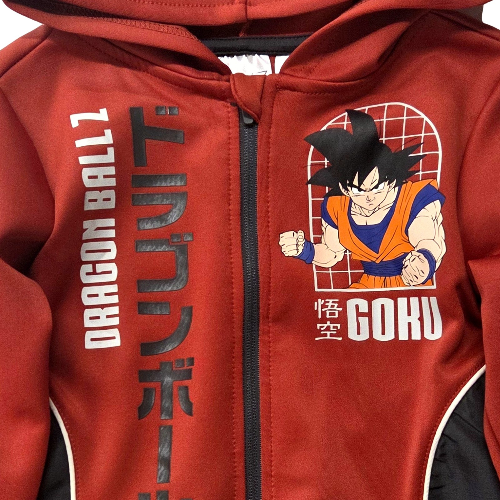 Dragon Ball Z Boys Orange Full Zipper Hoodie Hooded Sweatshirt