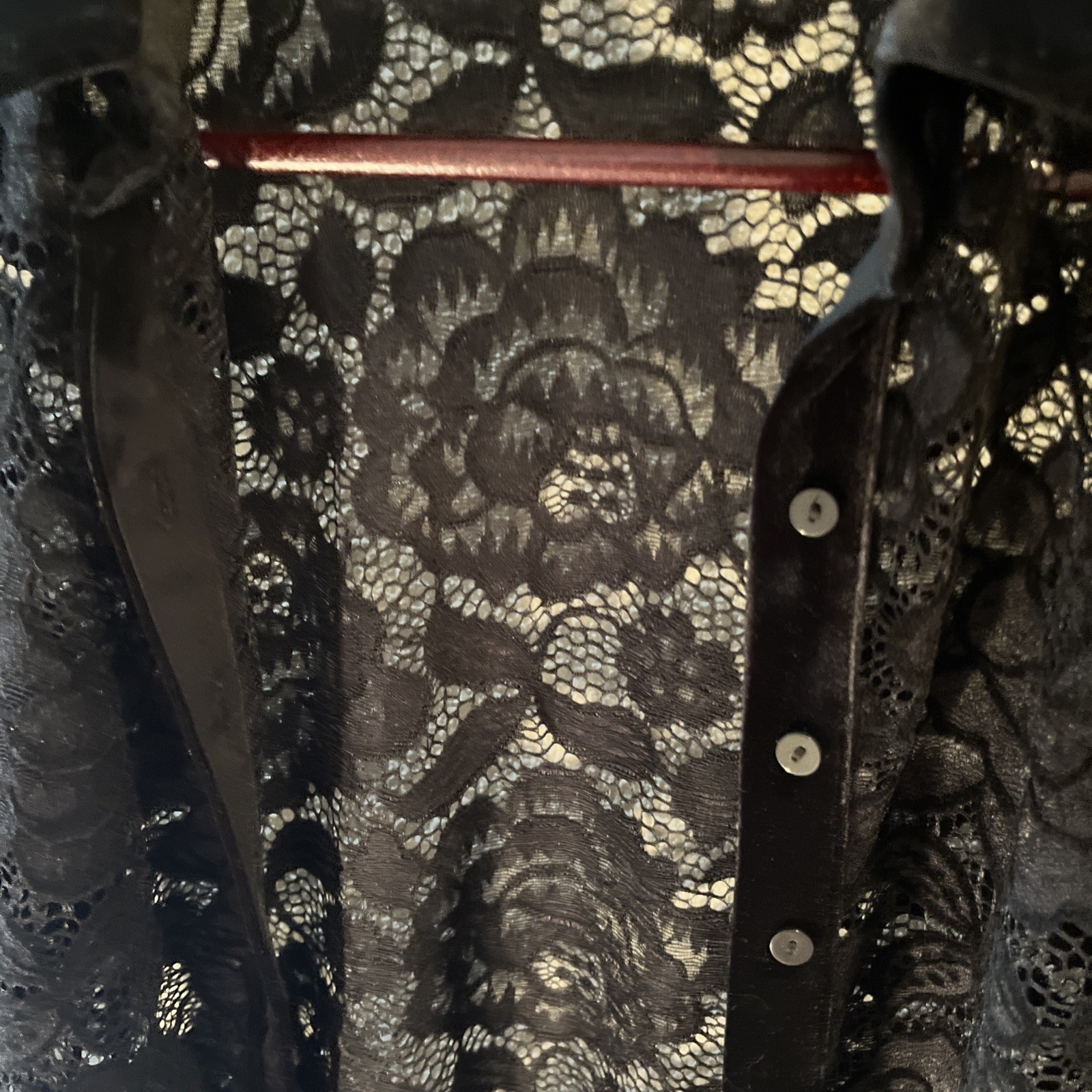 Anne Fontaine Black Lace Velvet Trim Blouse With Matching Velvet Camisole.