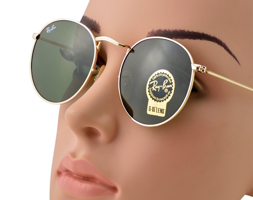 Ray-Ban Sunglasses RB3447 Round Metal Gold Frame Green Classic Lens 50mm Unisex