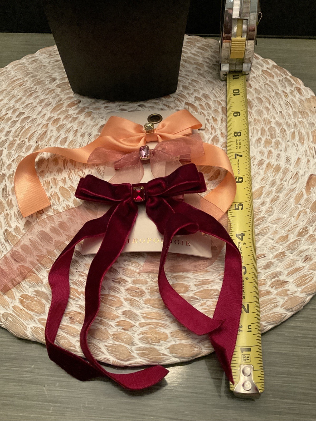 Anthropologie Hair Barrettes NWT Set Of 3 Bows/crystals J054