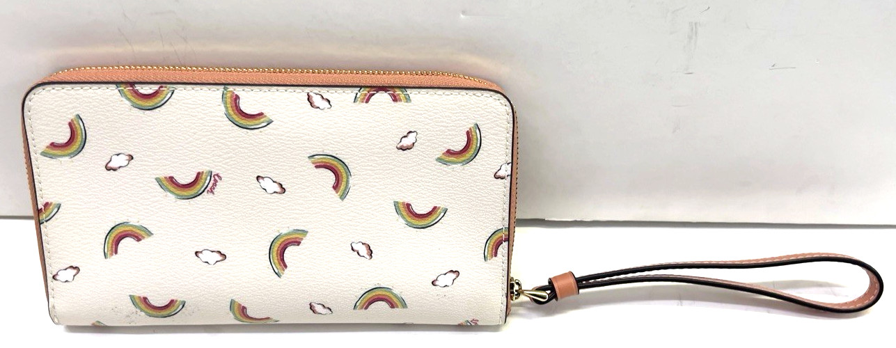 COACH Signature Rainbows Novelty Wristlet Wallet Purse Money Card Holder