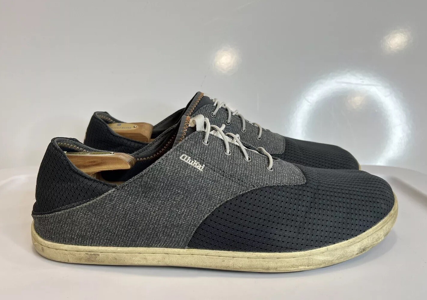 Olukai Nohea Moku Men Gray Slip On Dark Shadow Comfort Shoes USA Size 13 M