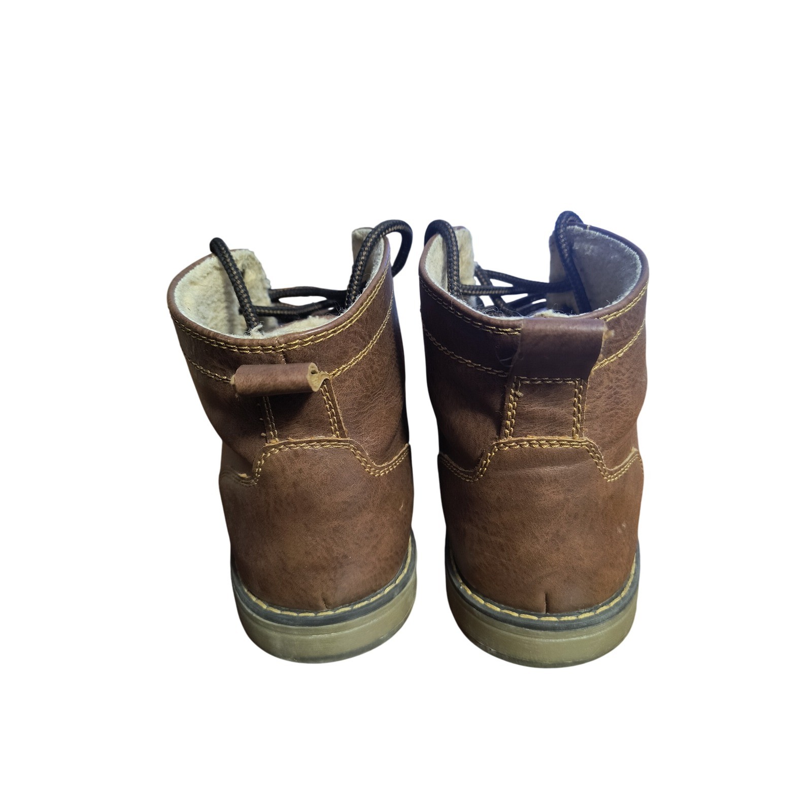 Eastland Mens Brown Leather Ankle Boots Lace Up Round Toe Warm Casual Shoes