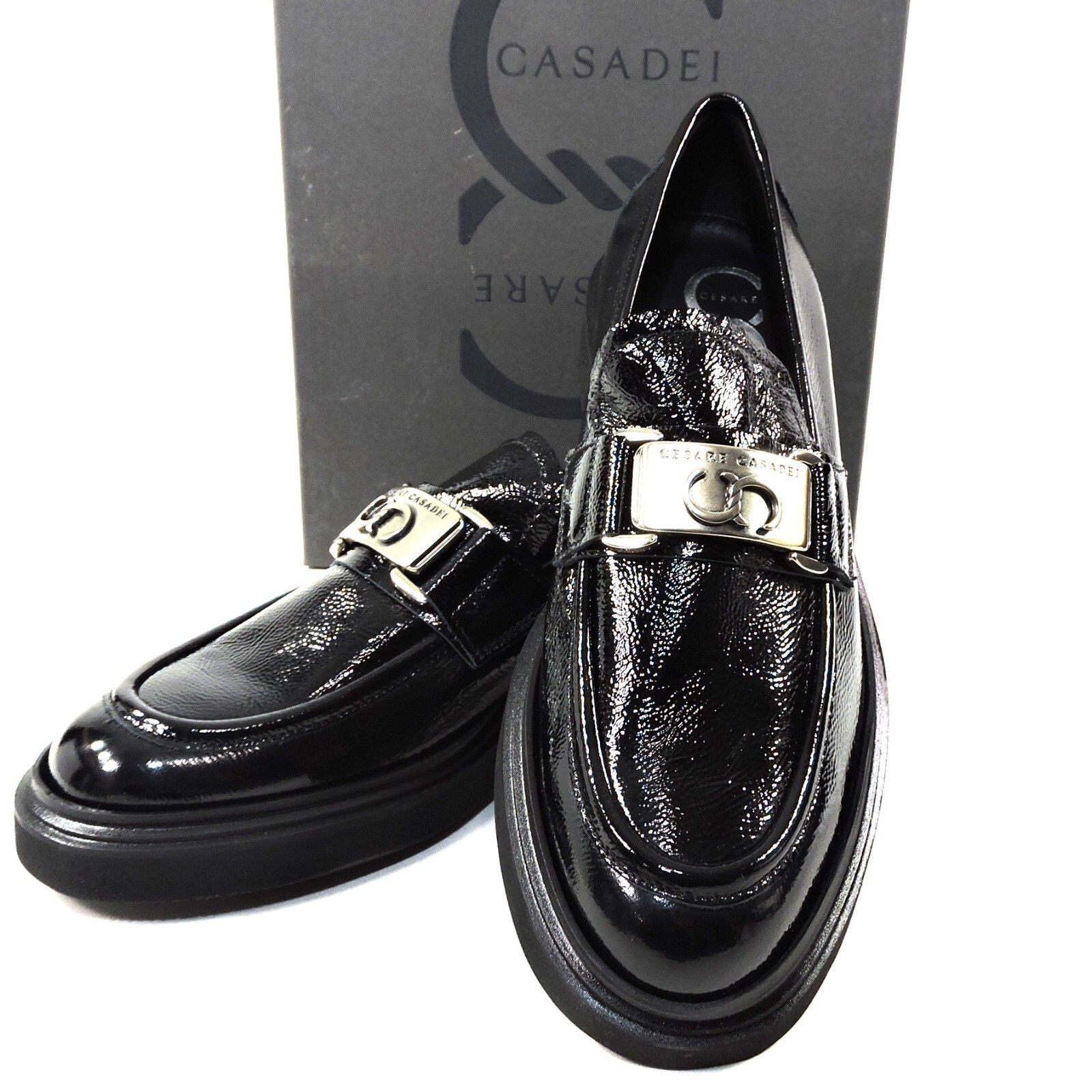 CASADEI 🇮🇹 WOMEN’S BLACK SOFT PATENT LEATHER COMFORT LOAFERS