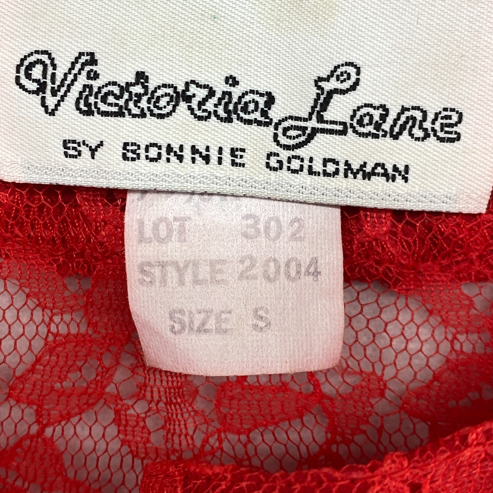 VICTORIA LANE BONNIE GOLDMAN Top S Sheer Lace Floral Button Up Long Sleeve Red
