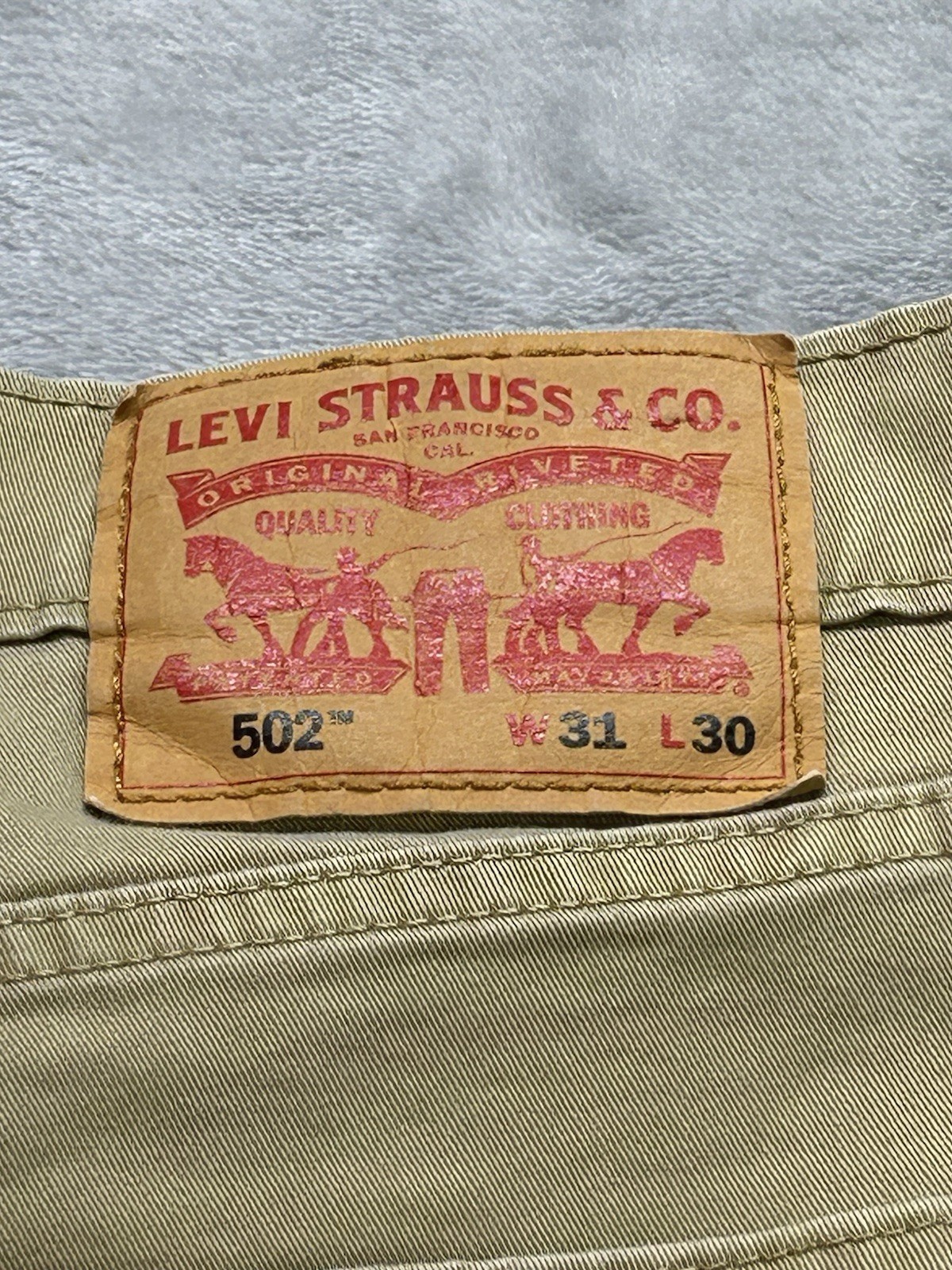 Levis 502 Jeans Mens 31×30 (Fits 32×29) Beige All Seasons Tech Tapered Stretch