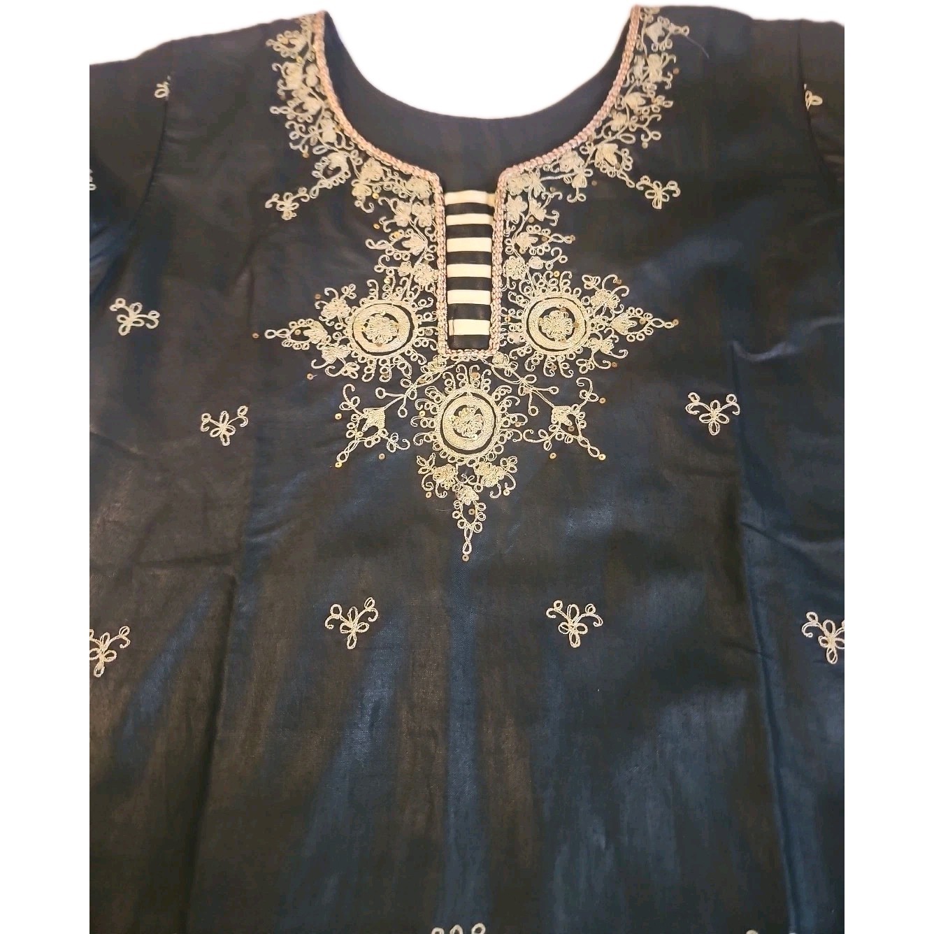 Handmade Black & Gold Embroidered Kurta Kaneez Tunic Dress – Indian Ethnic