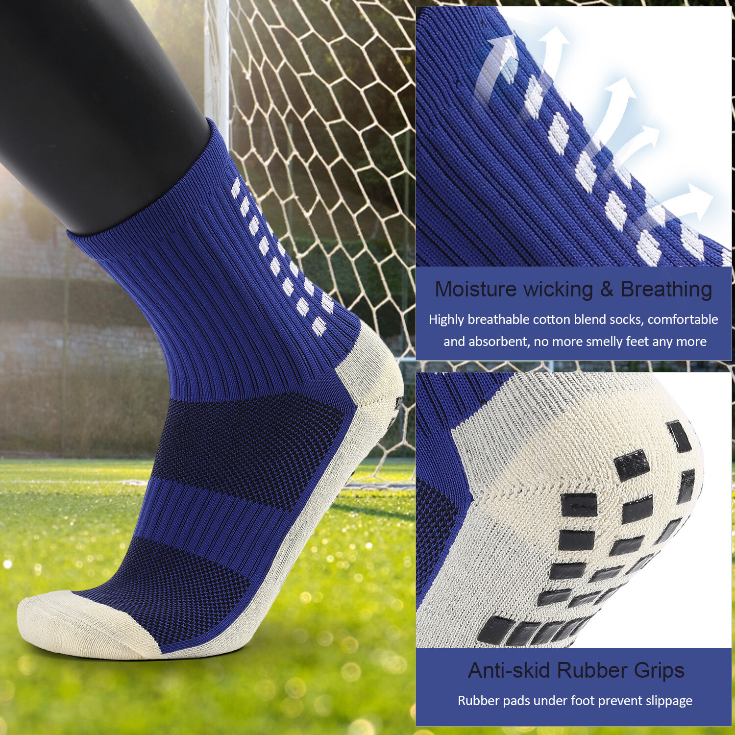 Men’s Anti Slip Football Socks Athletic Long Socks Absorbent Sports Grip US Sell