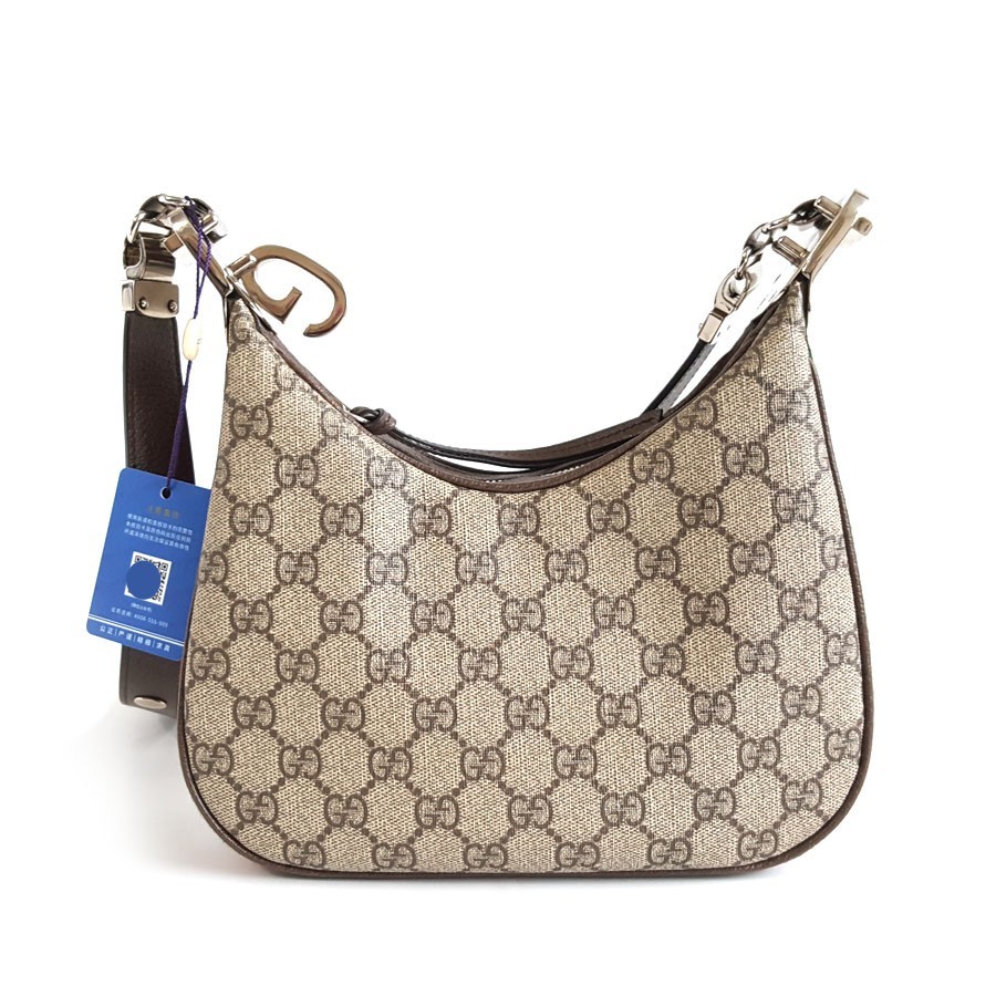 Gucci Attache beige GG supreme canvas small women’s shoulder crossbody handbag