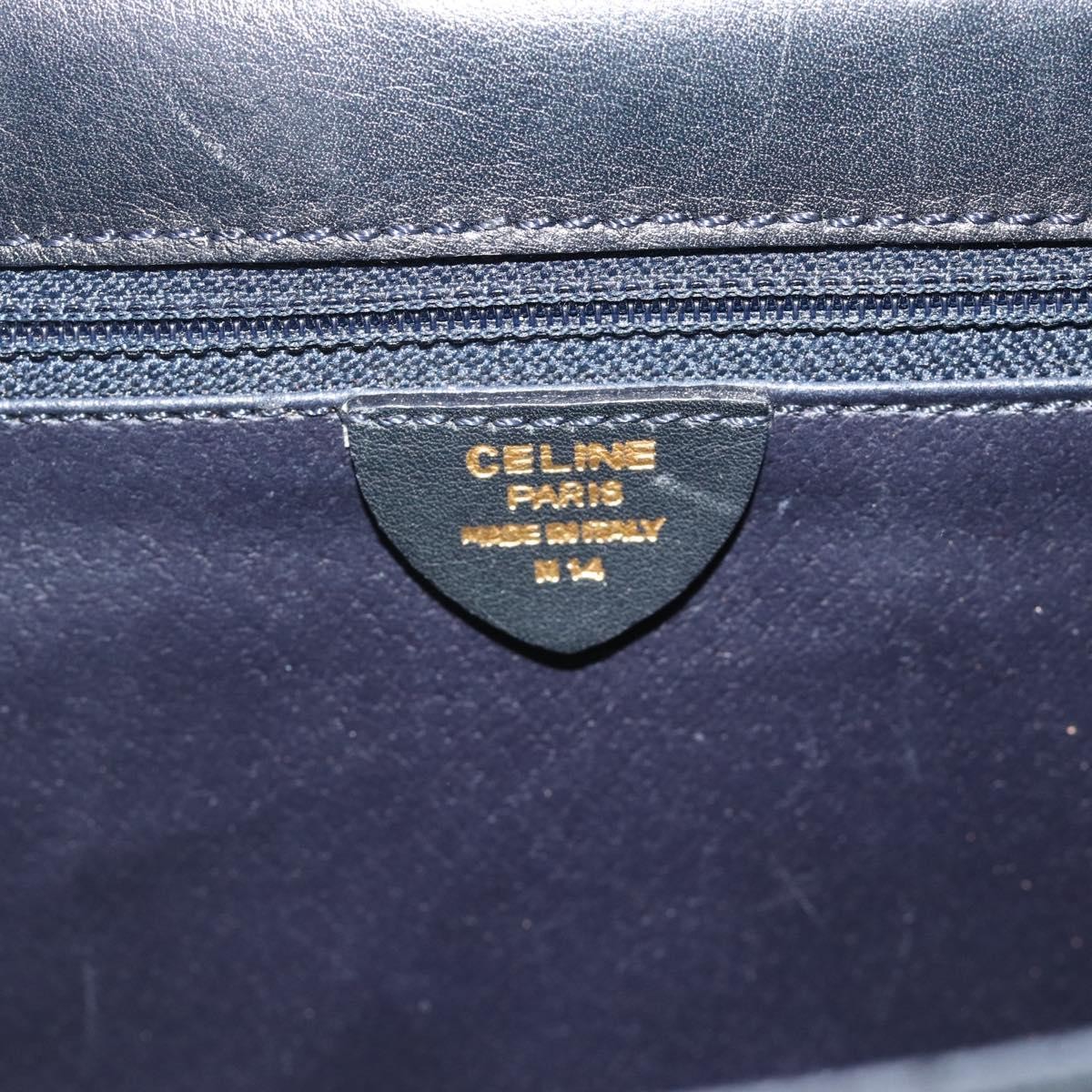 CELINE Hand Bag Leather Black Gold Auth 185125