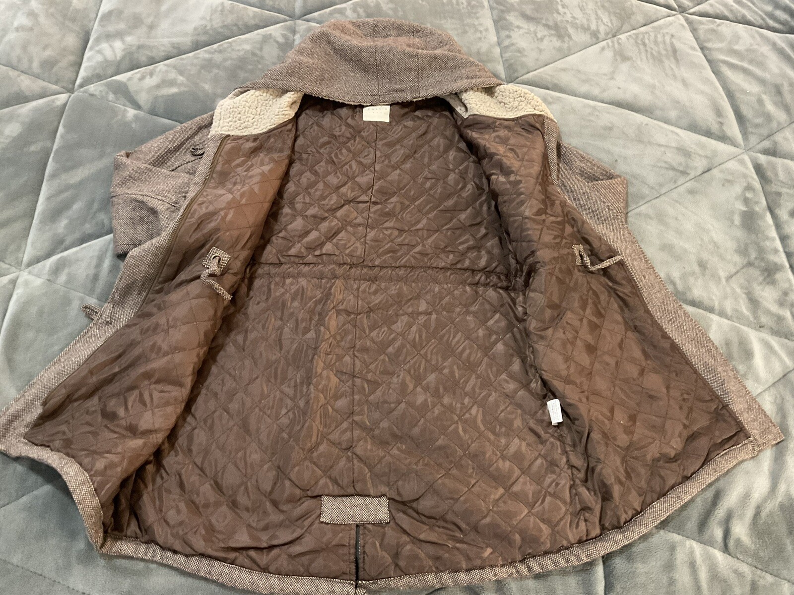 Ray Cousin Cassin Hoodie Herringbone Houndstooth Zip Button Jacket Fully Lined
