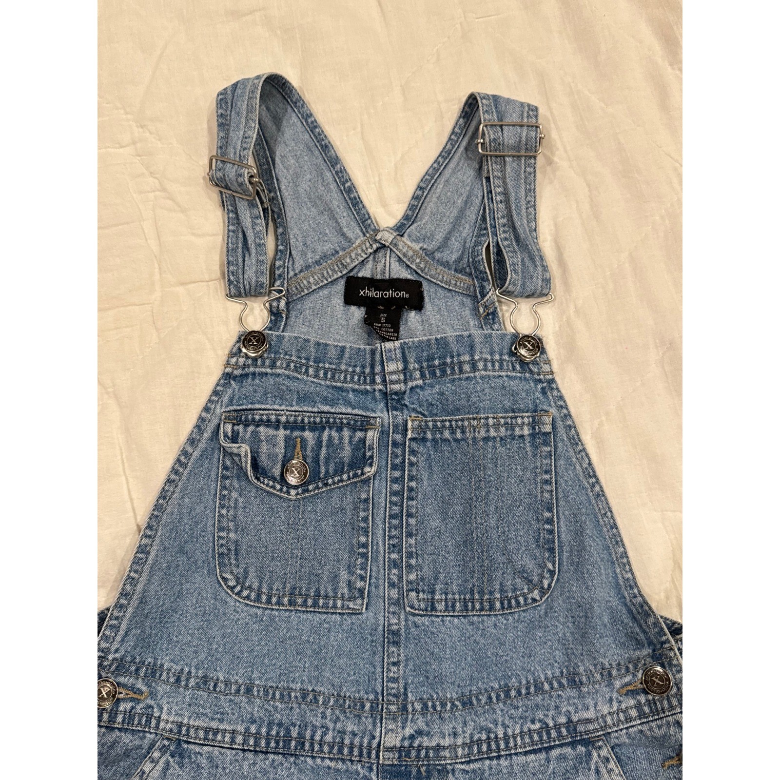 Xhilaration Womens Small Denim Shortalls Light Wash Blue Cotton Overalls Short