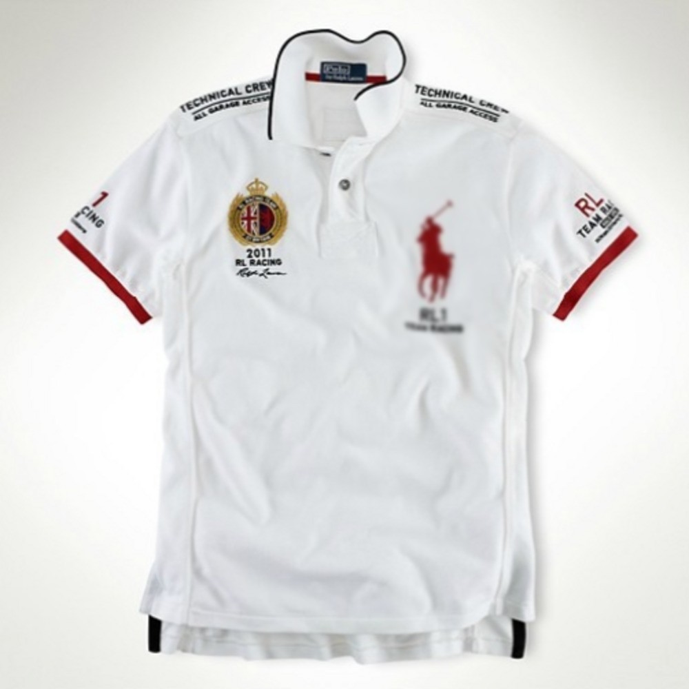 Men’s #6 Custom Slim Race Car Fit Cotton Mesh Classic Polo Short Sleeve Shirt