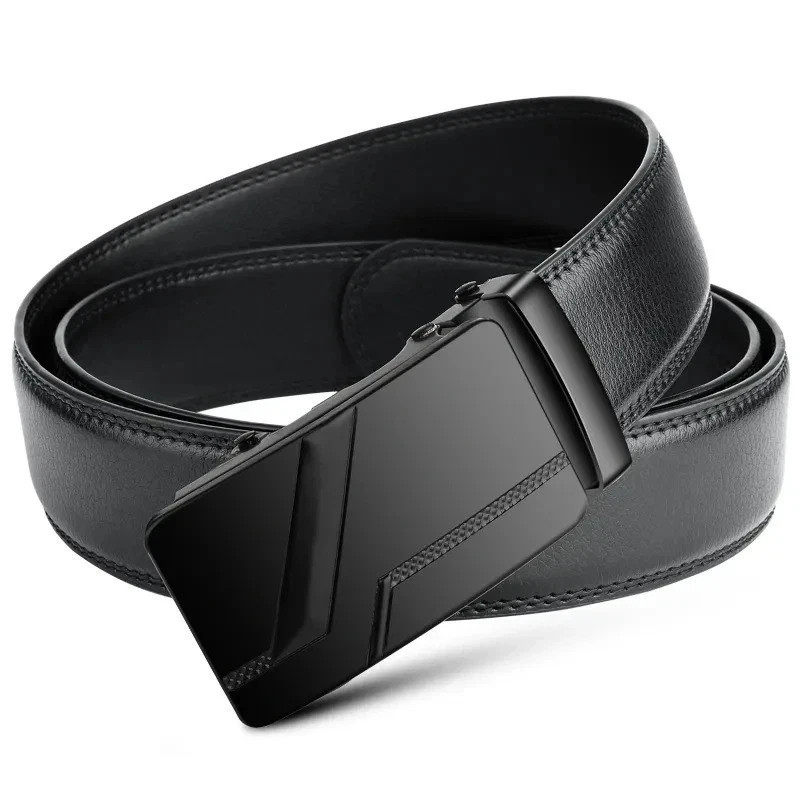 Genuine Leather Mens Ratchet Belt Belts For Men Adjustable Automatic Buckle