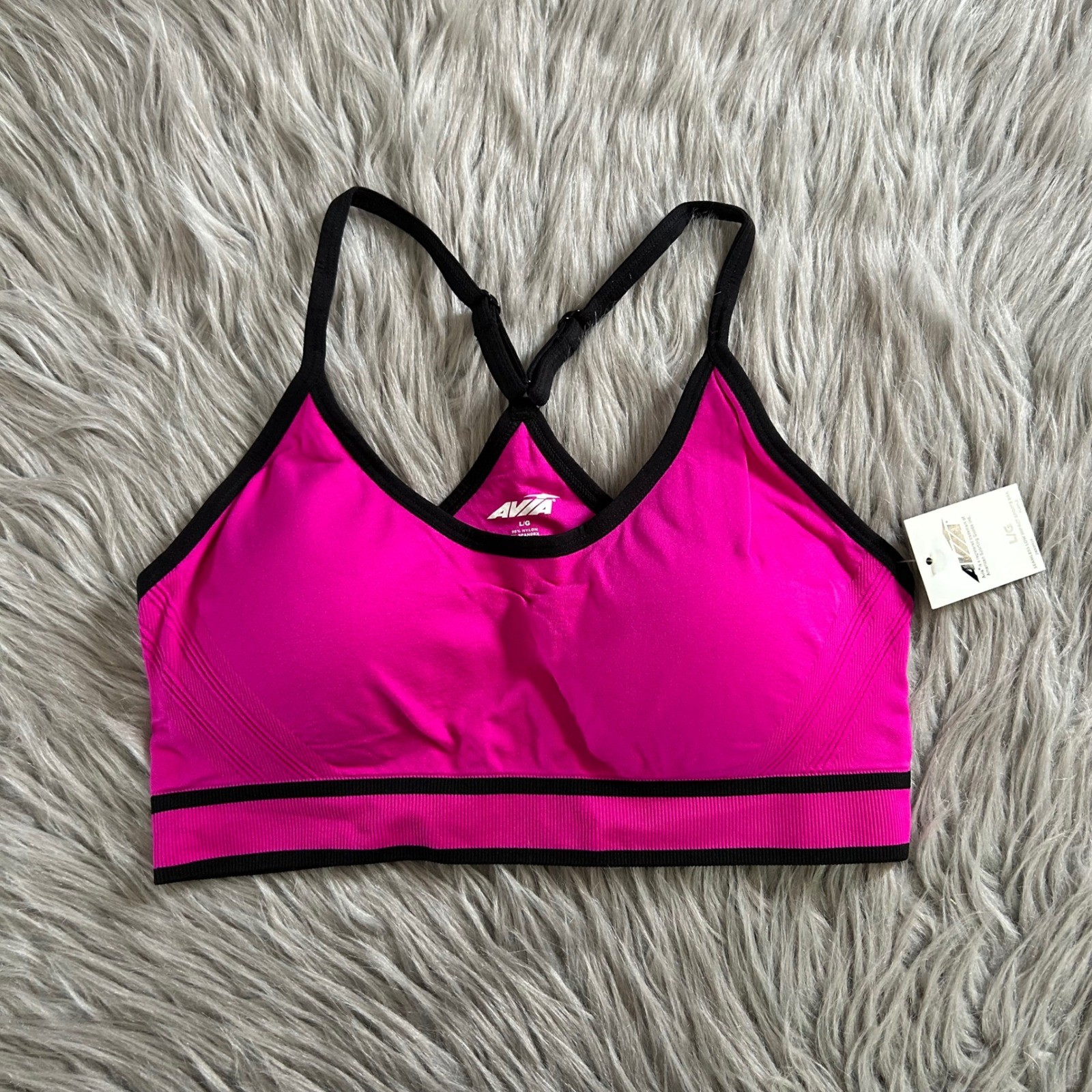 Avia Sports Bra Womens Size Large Pink Wireless Cami Seamless Low Impact