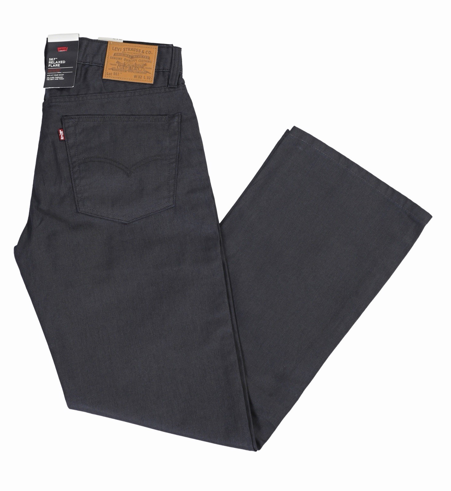 Levi’s Premium 567 Relaxed Flare Coated Black Men’s Jeans Brand New Retail $98