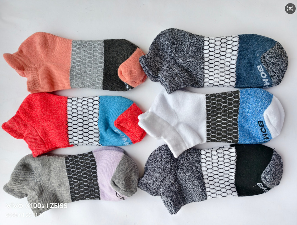 6 Pairs Bombas Women’s Tri-Block Marl Ankle Sock Size Medium 8-10.5 Original Tag