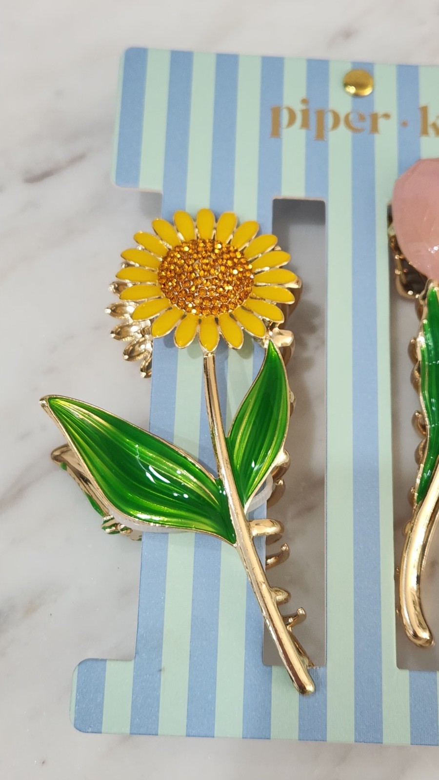 NEW! Piper K Sparkling Sunflower & Tulip Hair Claws Set 2