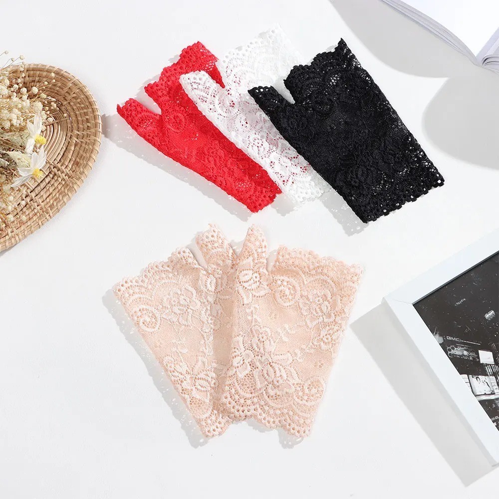 Summer Fingerless Gloves Women Lace Half Finger Gloves For Ladies Wedding bride-