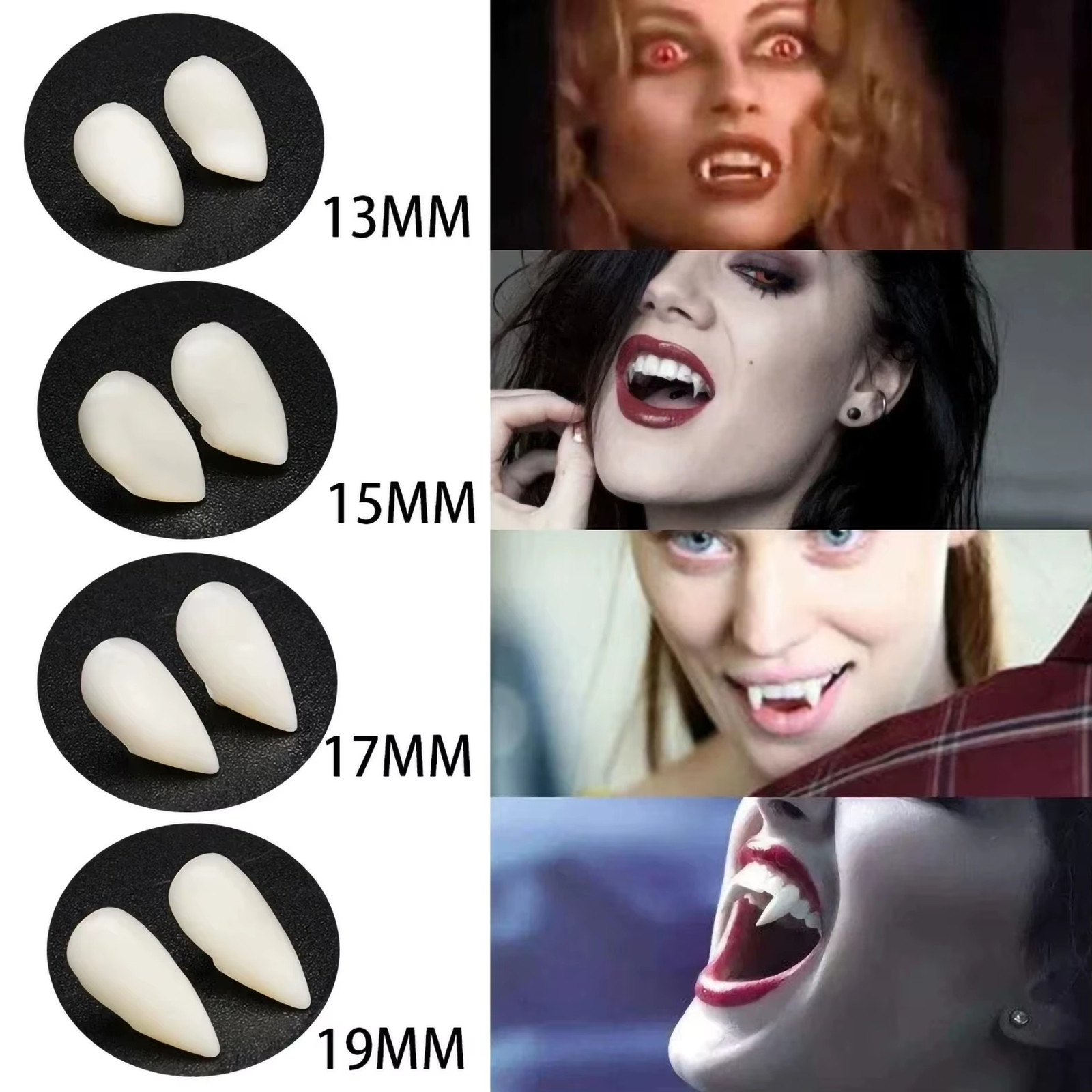 Suit Resin Vampire Teeth Fangs Halloween Props Diy Teeth plus Glue Teeth Props C
