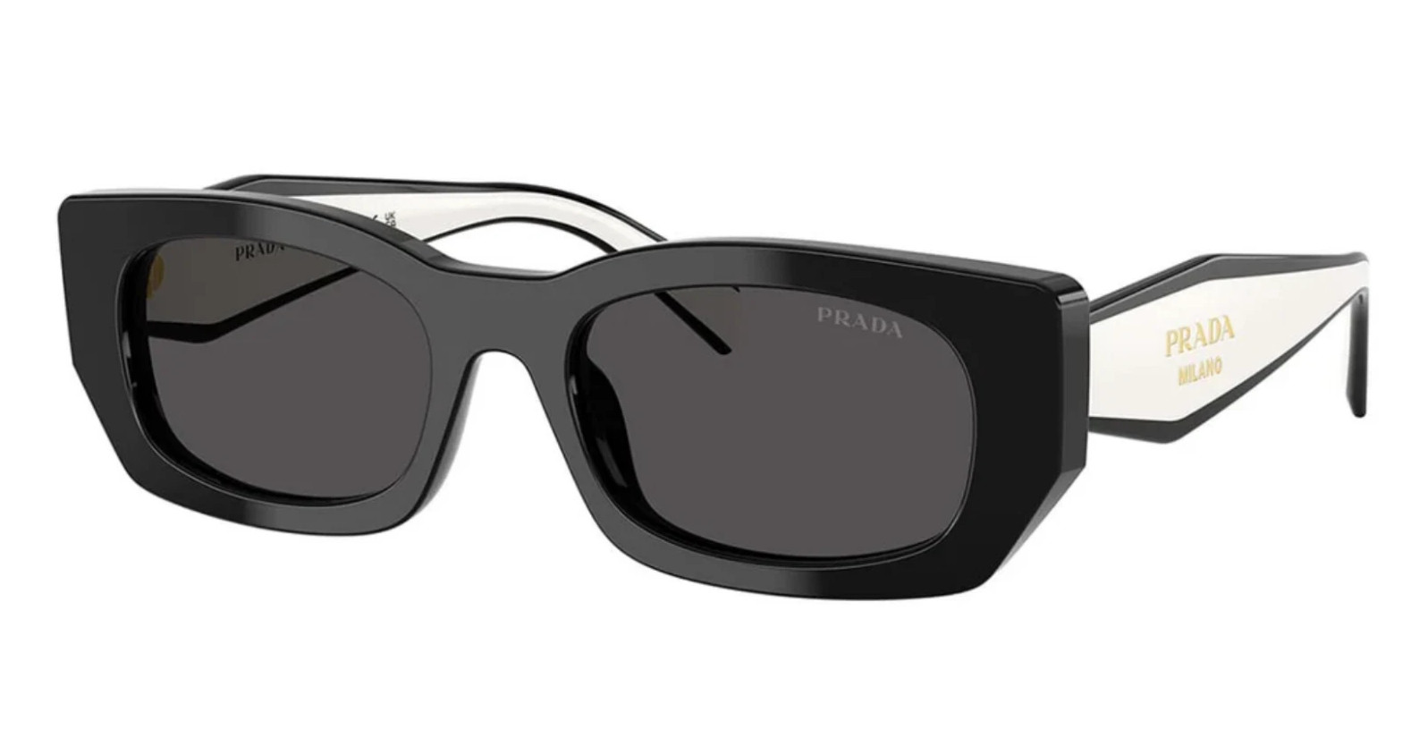 Prada PR B05S 09Q08Z Rectangle Sunglasses in Black and White /Gray Lens 100% UV