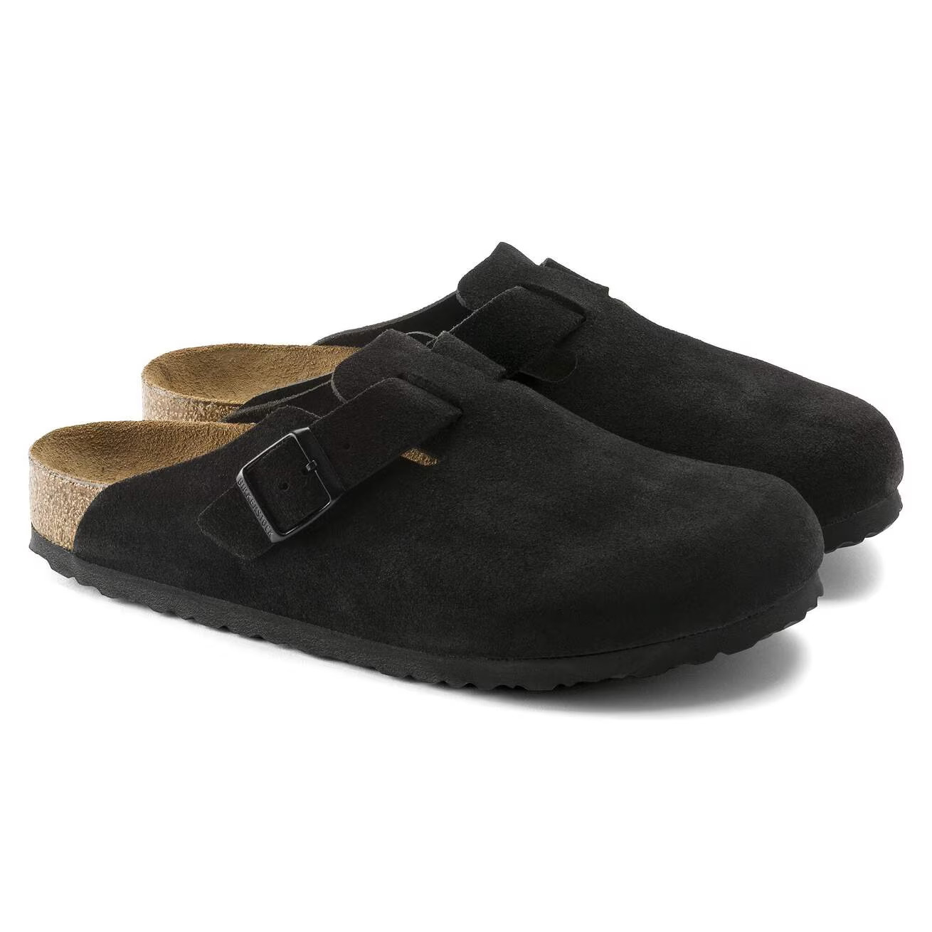 Birkenstock Boston Soft Footbed Clog Black Suede Unisex Comfort Slip-On Sandals