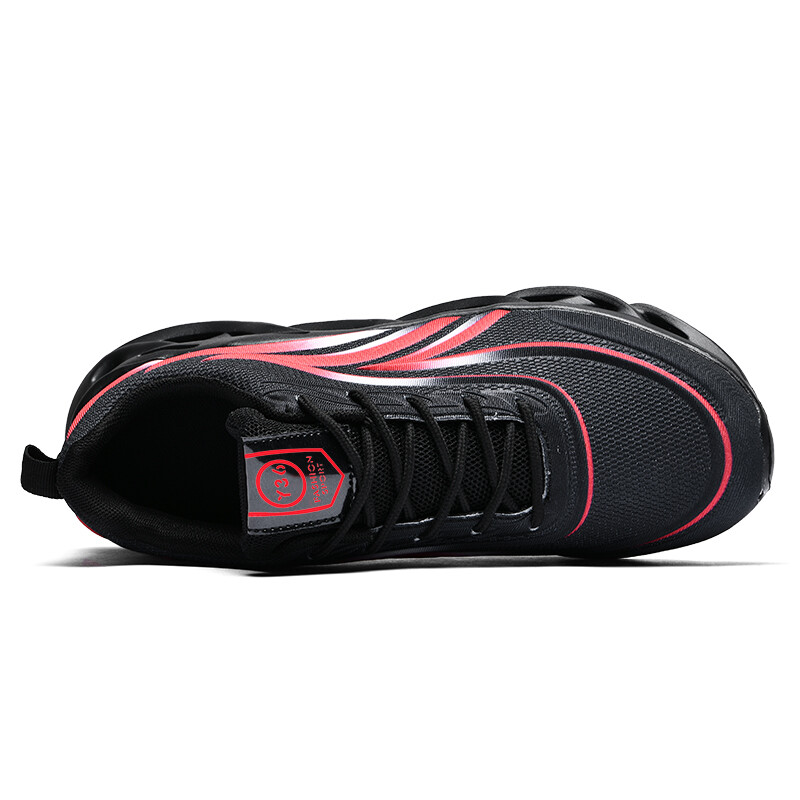 Men’s Flame Printed Sneakers Flying Weave Sports Shoes Lace-up Breathable Shoes